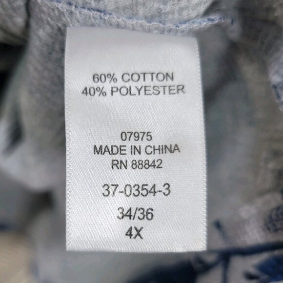 Roamans Waffle Knit Top Plus 4X Shirt Pullover layering casual Grey Blue Paisley - Picture 7 of 7